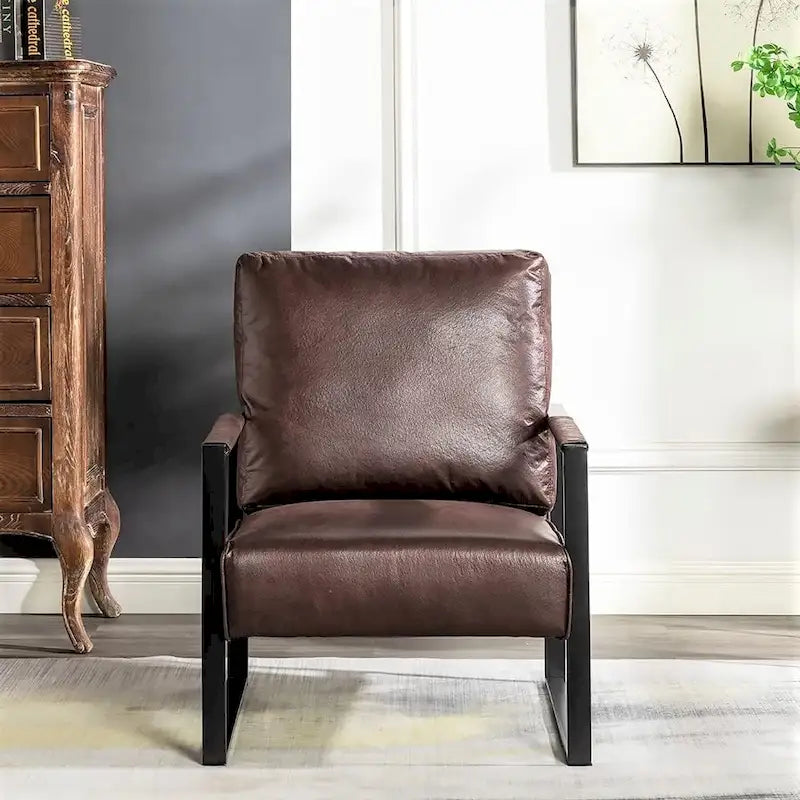 Chaise avec accoudoirs en métal, revêtement en PU/microfibre de 25,4