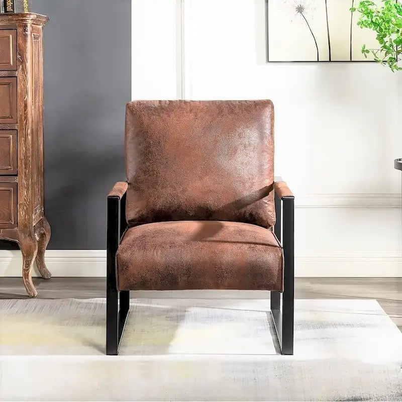 Chaise avec accoudoirs en métal, revêtement en PU/microfibre de 25,4