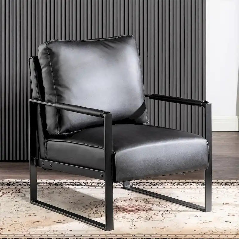 Chaise avec accoudoirs en métal, revêtement en PU/microfibre de 25,4