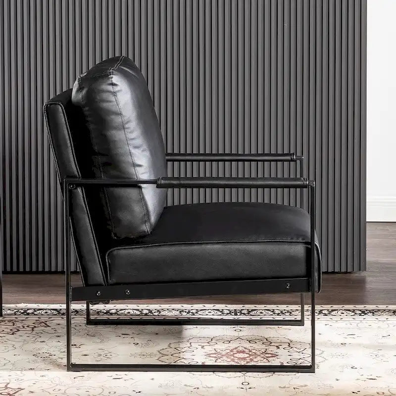 Chaise avec accoudoirs en métal, revêtement en PU/microfibre de 25,4