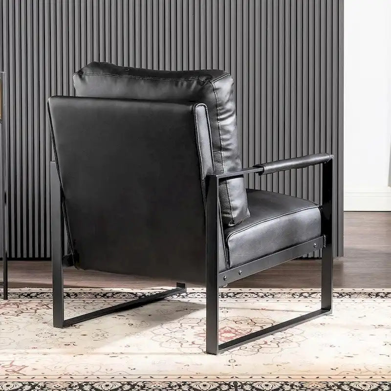 Chaise avec accoudoirs en métal, revêtement en PU/microfibre de 25,4