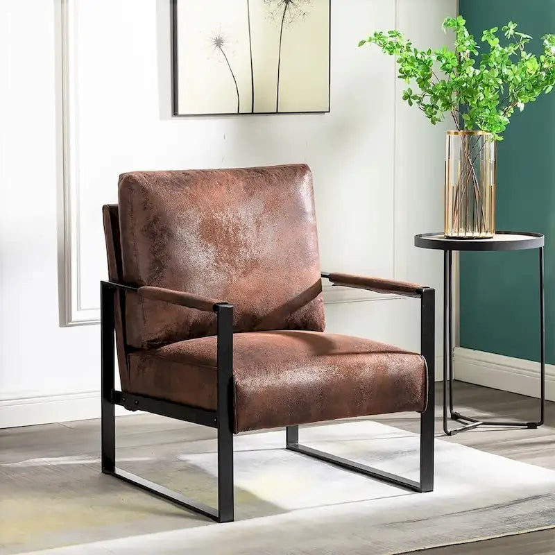 Chaise avec accoudoirs en métal, revêtement en PU/microfibre de 25,4
