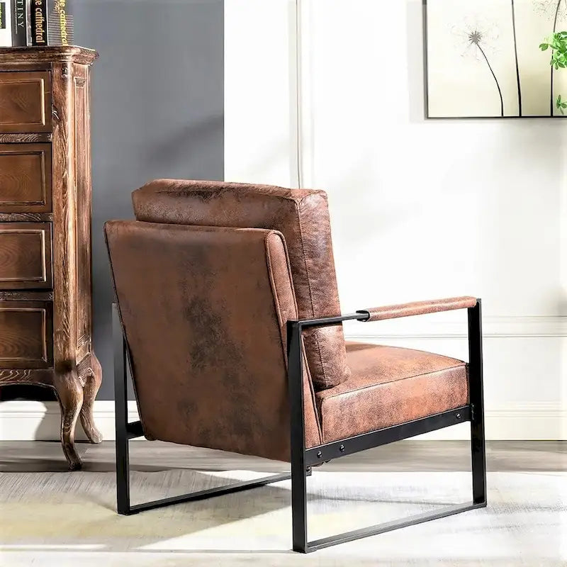 Chaise avec accoudoirs en métal, revêtement en PU/microfibre de 25,4