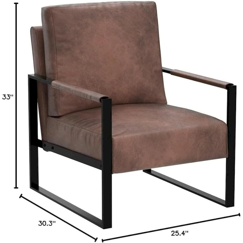 Chaise avec accoudoirs en métal, revêtement en PU/microfibre de 25,4