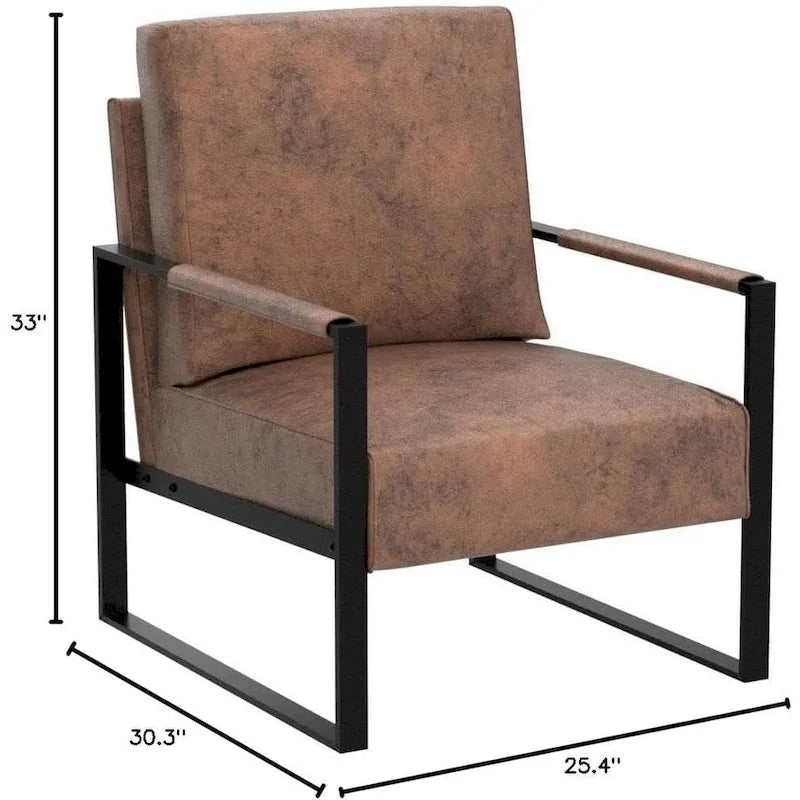 Chaise avec accoudoirs en métal, revêtement en PU/microfibre de 25,4