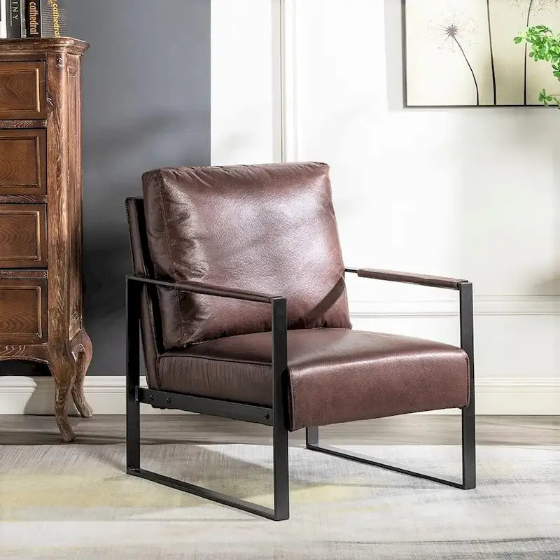 Chaise avec accoudoirs en métal, revêtement en PU/microfibre de 25,4