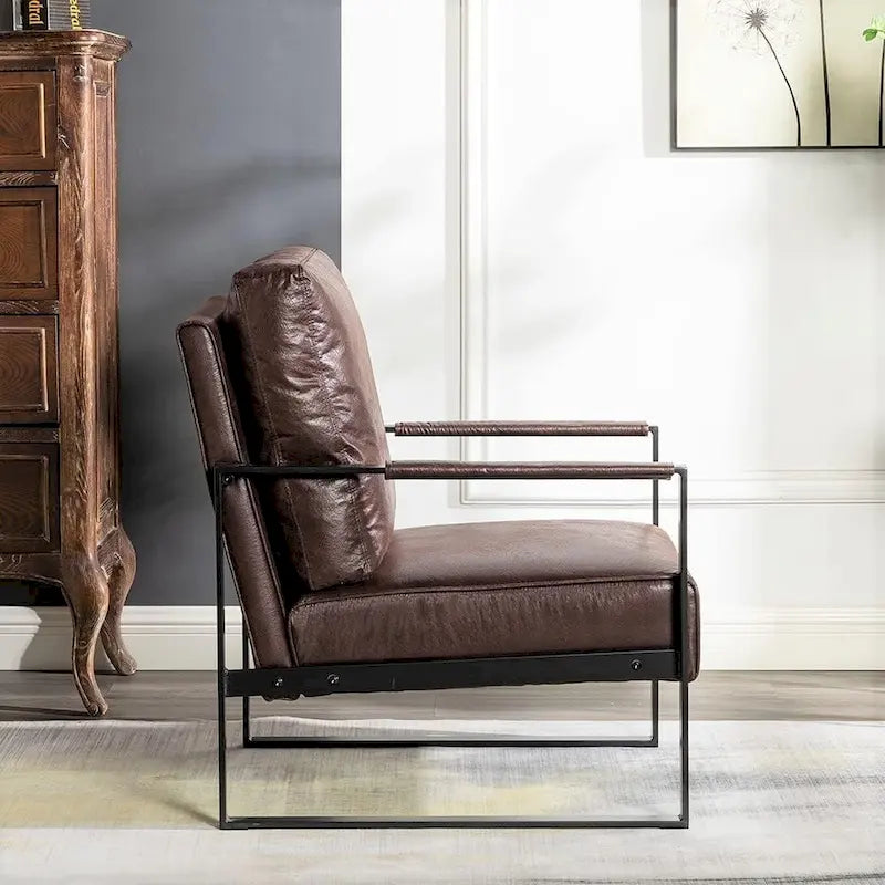 Chaise avec accoudoirs en métal, revêtement en PU/microfibre de 25,4