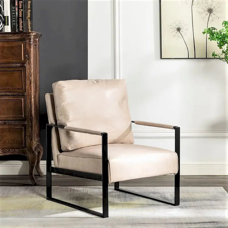 Chaise avec accoudoirs en métal, revêtement en PU/microfibre de 25,4