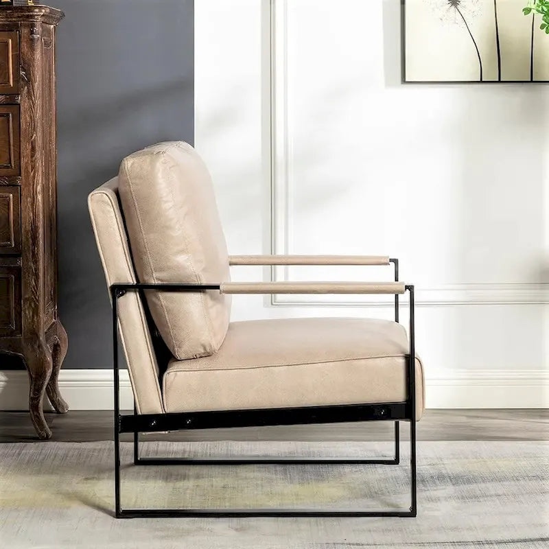 Chaise avec accoudoirs en métal, revêtement en PU/microfibre de 25,4