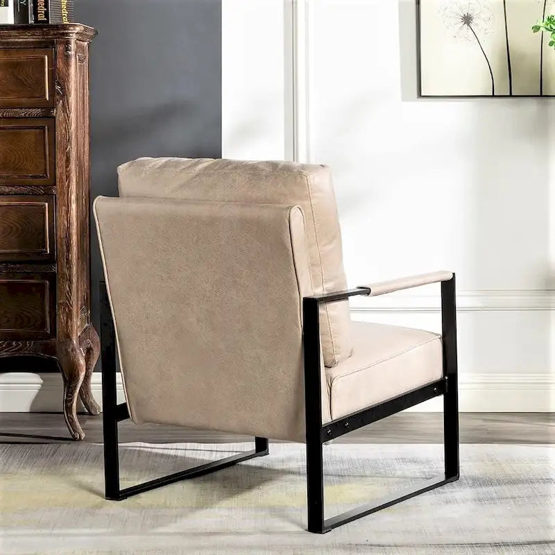 Chaise avec accoudoirs en métal, revêtement en PU/microfibre de 25,4