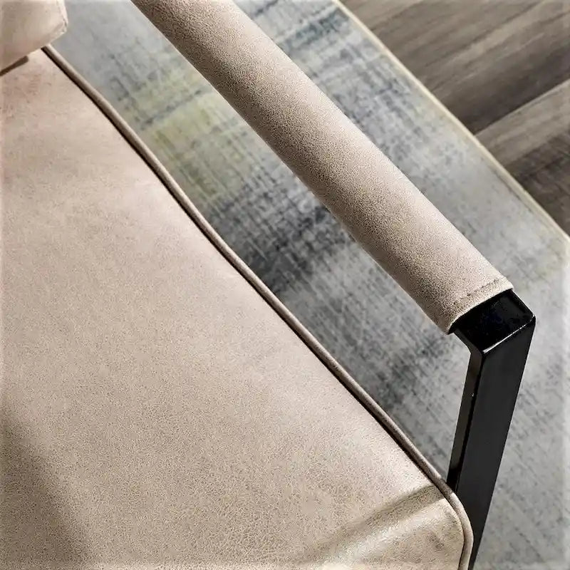 Chaise avec accoudoirs en métal, revêtement en PU/microfibre de 25,4