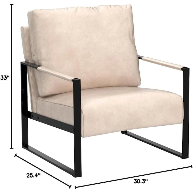 Chaise avec accoudoirs en métal, revêtement en PU/microfibre de 25,4