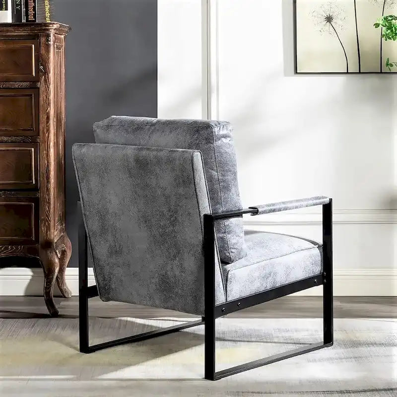 Chaise avec accoudoirs en métal, revêtement en PU/microfibre de 25,4