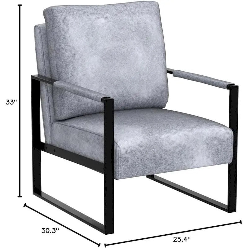 Chaise avec accoudoirs en métal, revêtement en PU/microfibre de 25,4