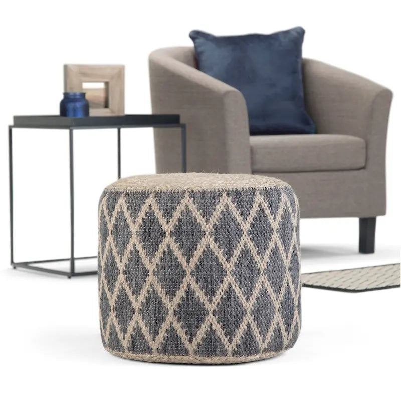Pouf rond, jute tressée naturelle