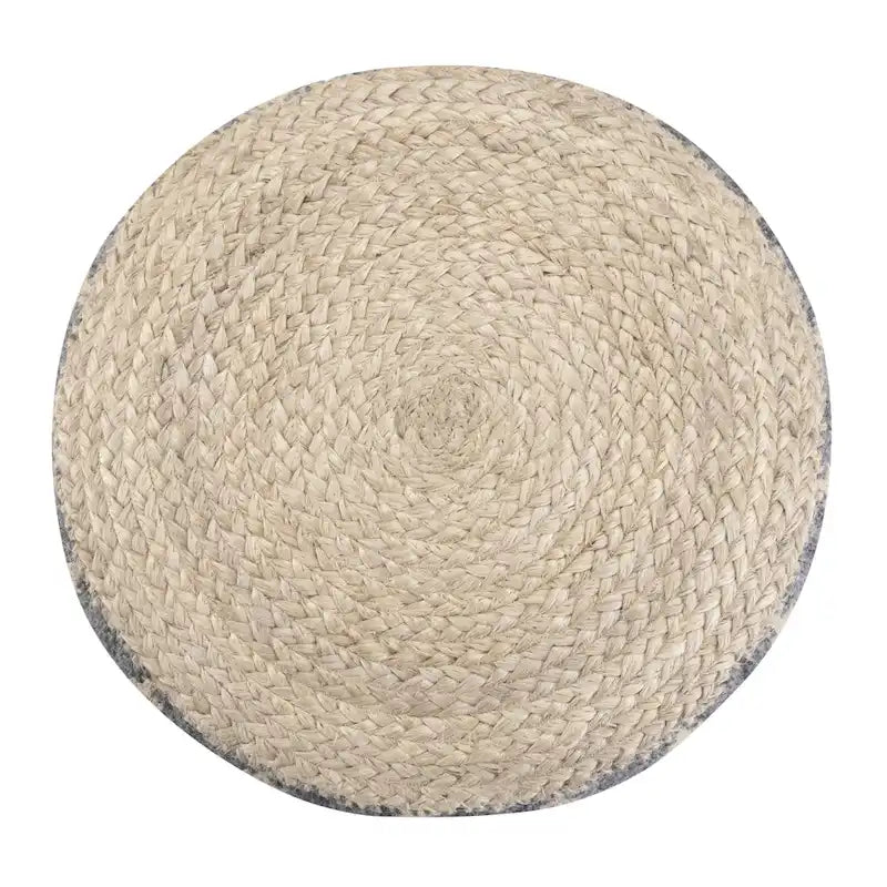 Pouf rond, jute tressée naturelle