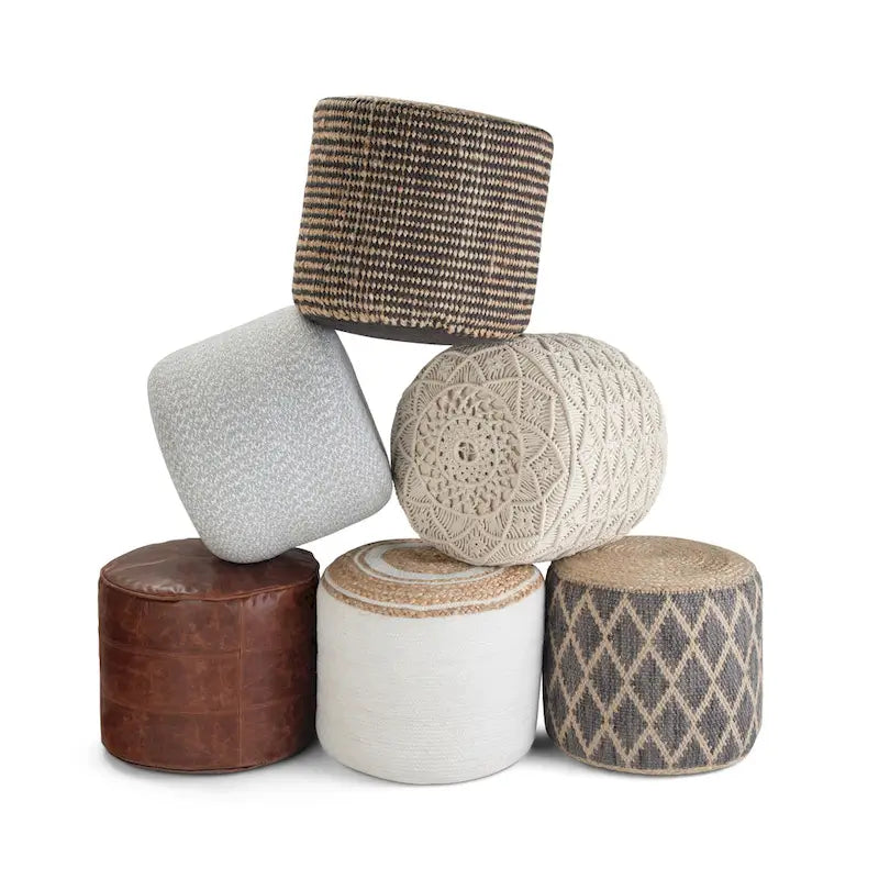 Pouf rond, jute tressée naturelle