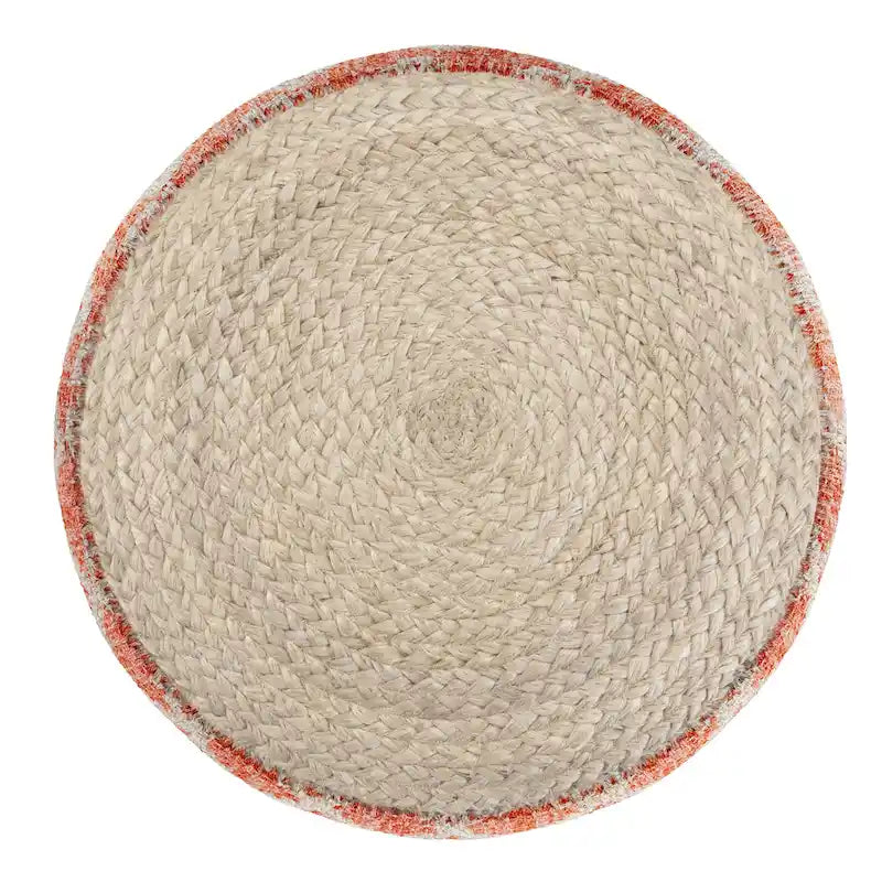 Pouf rond, jute tressée naturelle