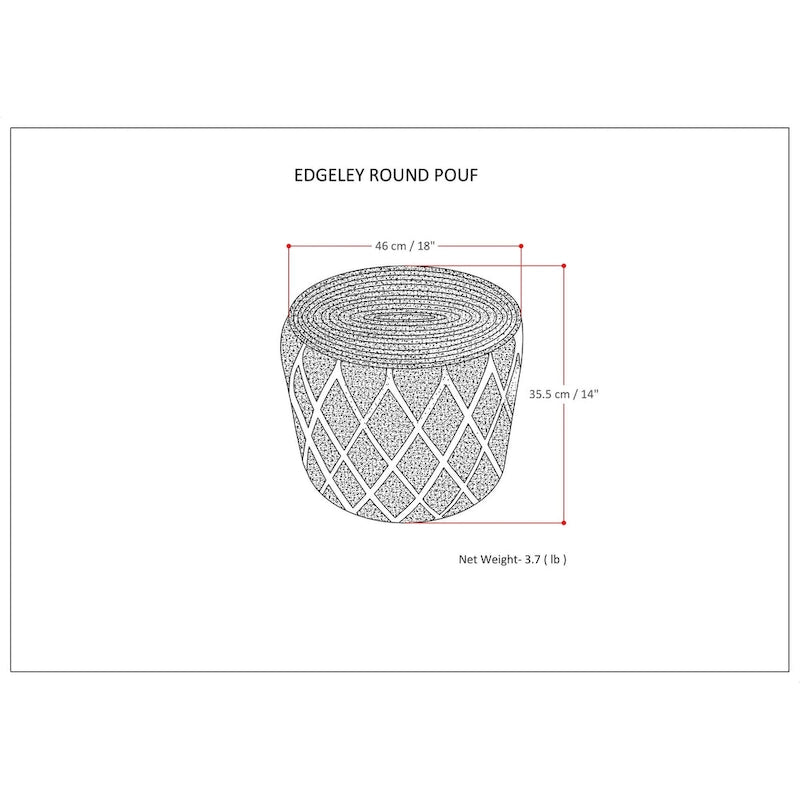 Pouf rond, jute tressée naturelle