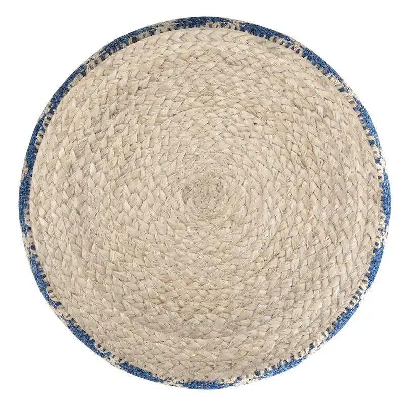 Pouf rond, jute tressée naturelle