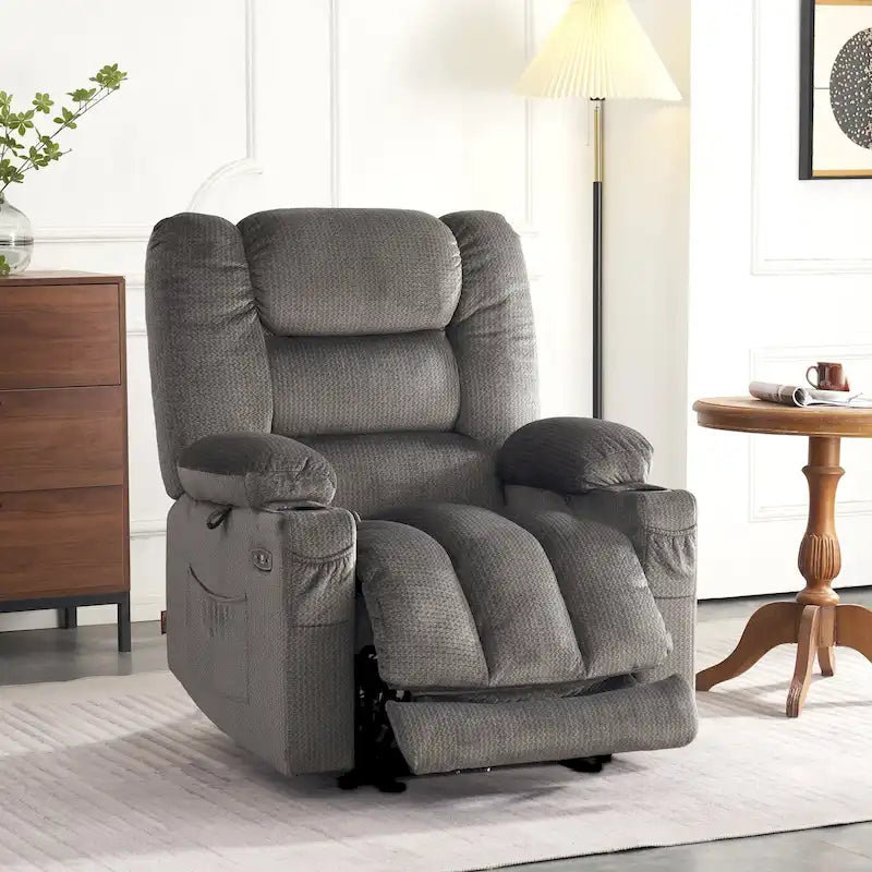 Fauteuil inclinable électrique avec fonctions de chauffage et de massage, Tissu 6079/PR670