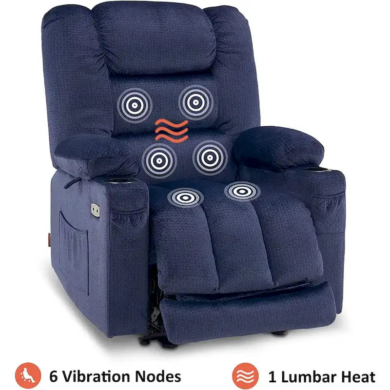 Fauteuil inclinable électrique avec fonctions de chauffage et de massage, Tissu 6079/PR670