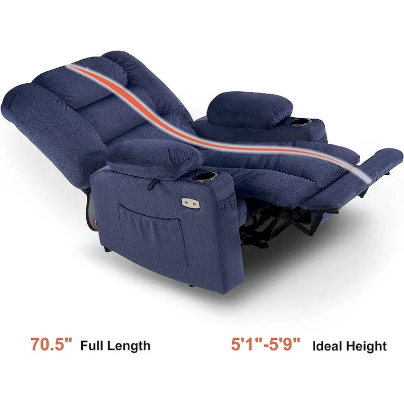 Fauteuil inclinable électrique avec fonctions de chauffage et de massage, Tissu 6079/PR670