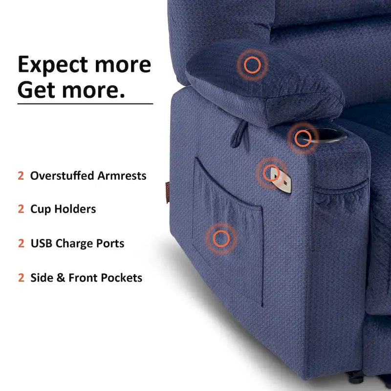 Fauteuil inclinable électrique avec fonctions de chauffage et de massage, Tissu 6079/PR670