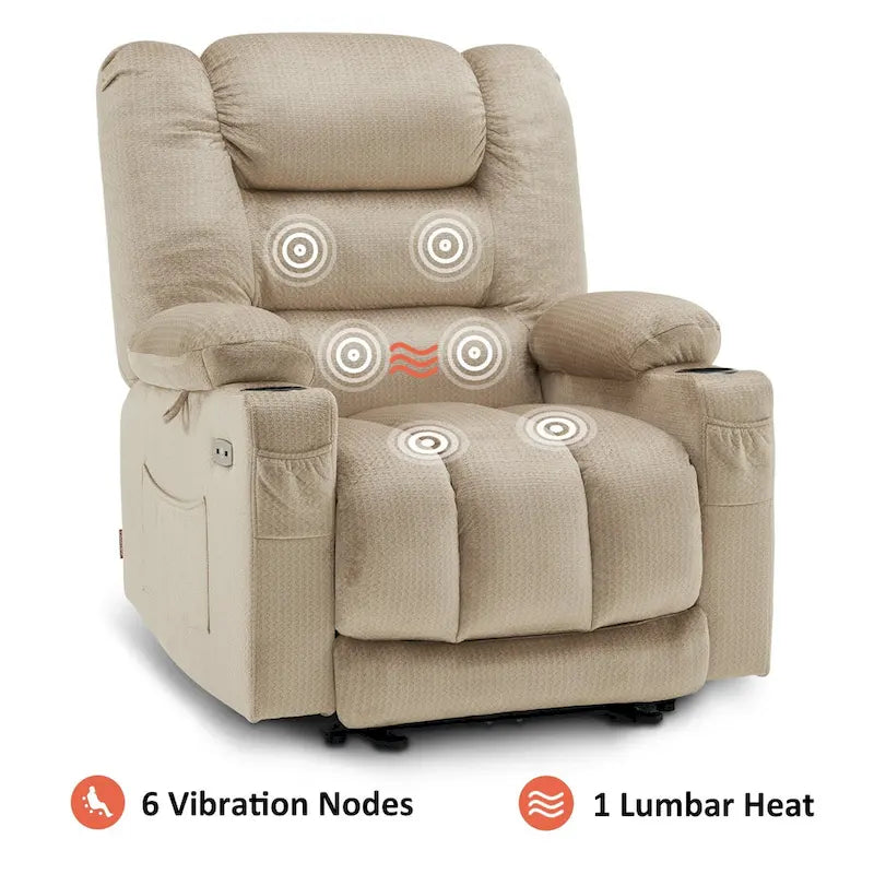 Fauteuil inclinable électrique avec fonctions de chauffage et de massage, Tissu 6079/PR670