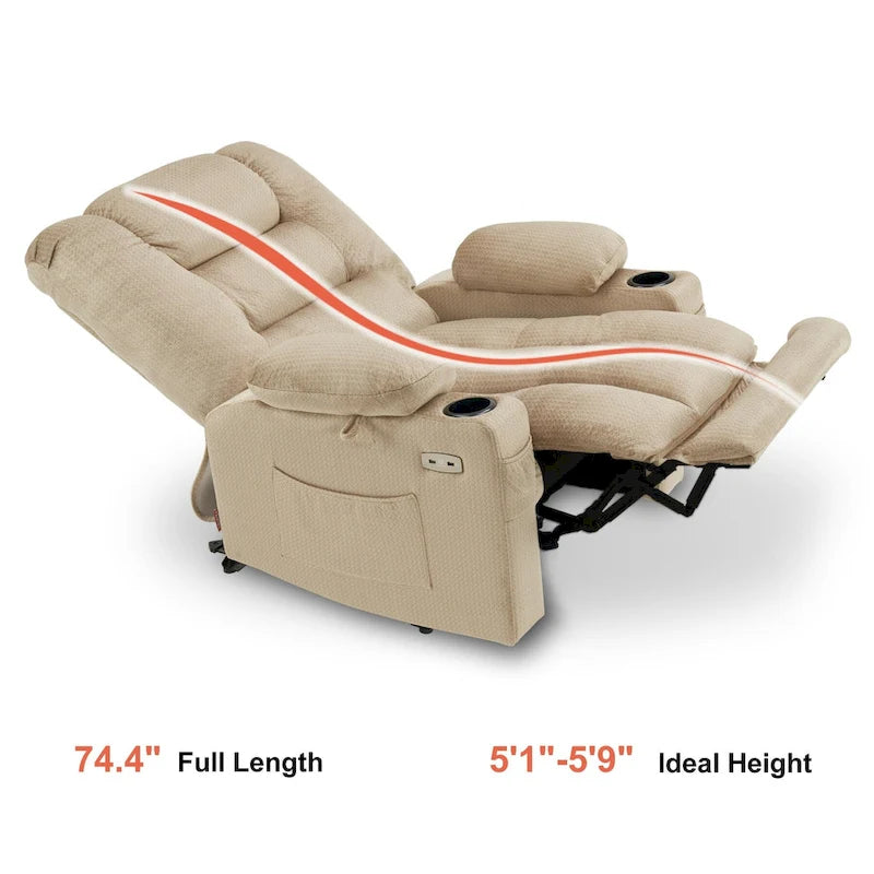 Fauteuil inclinable électrique avec fonctions de chauffage et de massage, Tissu 6079/PR670