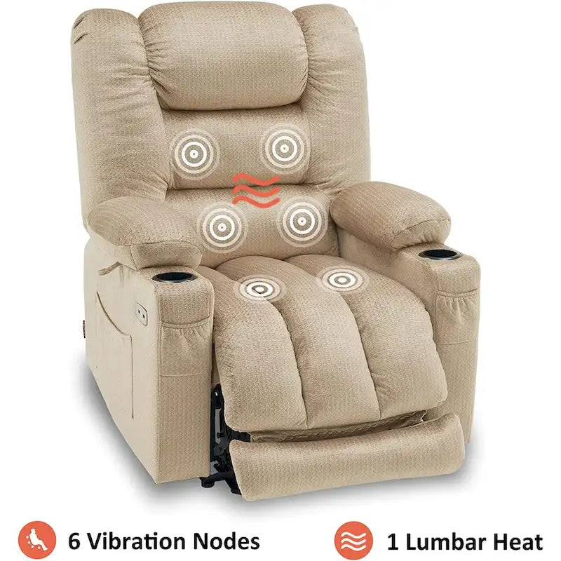 Fauteuil inclinable électrique avec fonctions de chauffage et de massage, Tissu 6079/PR670