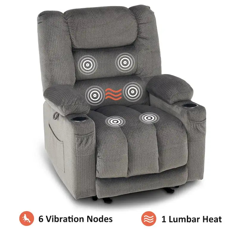Fauteuil inclinable électrique avec fonctions de chauffage et de massage, Tissu 6079/PR670