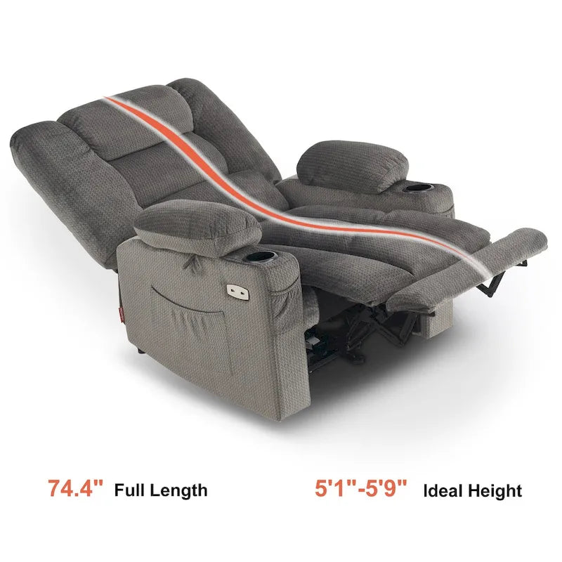 Fauteuil inclinable électrique avec fonctions de chauffage et de massage, Tissu 6079/PR670