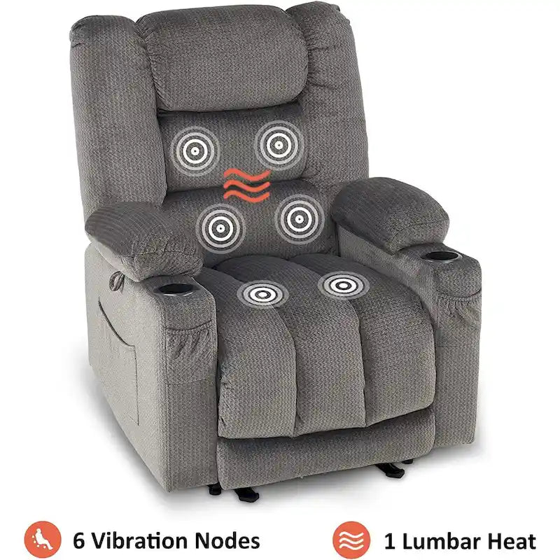 Fauteuil inclinable électrique avec fonctions de chauffage et de massage, Tissu 6079/PR670