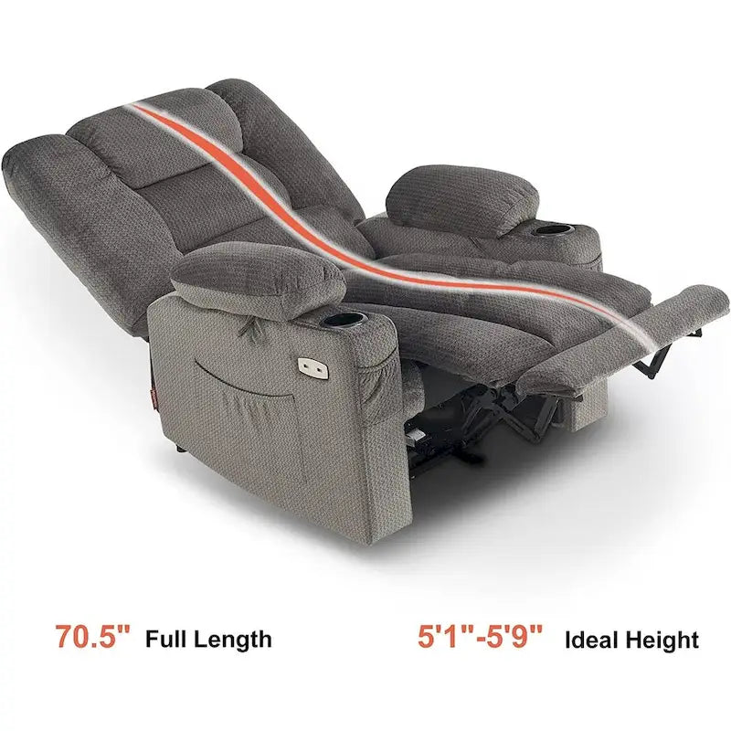 Fauteuil inclinable électrique avec fonctions de chauffage et de massage, Tissu 6079/PR670