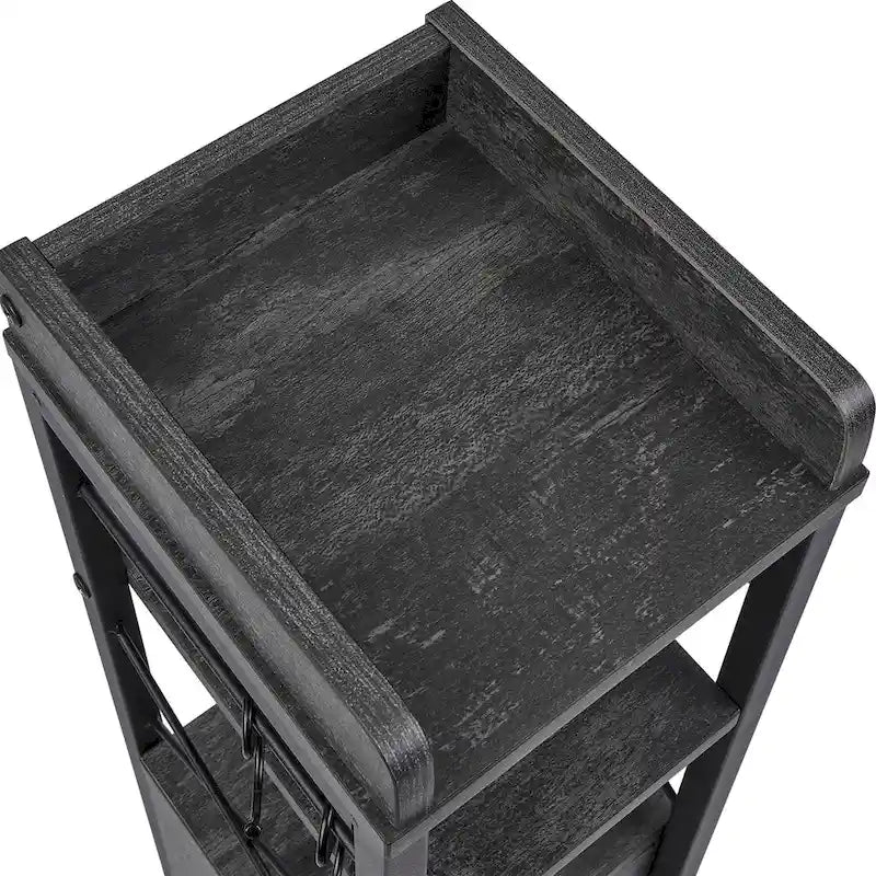 Meuble colonne de salle de bain en bois, Meuble de rangement de salle de bain compact à poser d'angle avec portes et étagères, Porte-rouleau de papier toilette