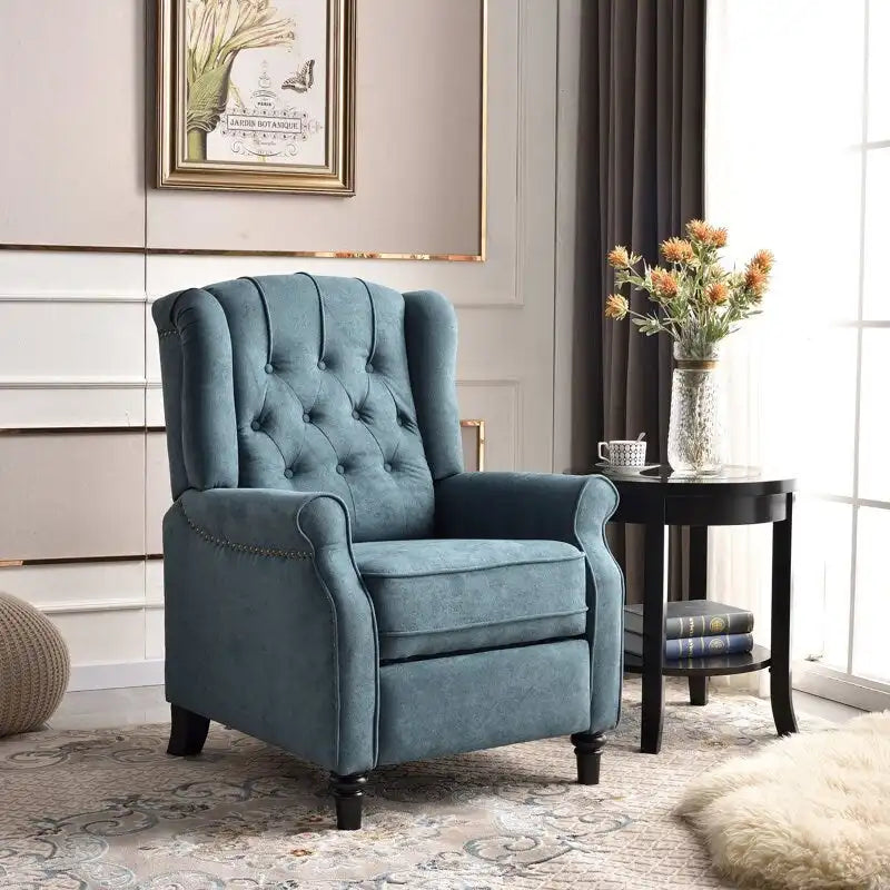 Fauteuil inclinable à dossier capitonné et pieds en bois