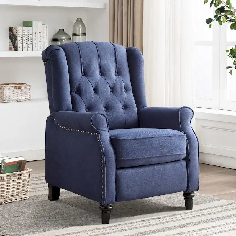 Fauteuil inclinable à dossier capitonné et pieds en bois