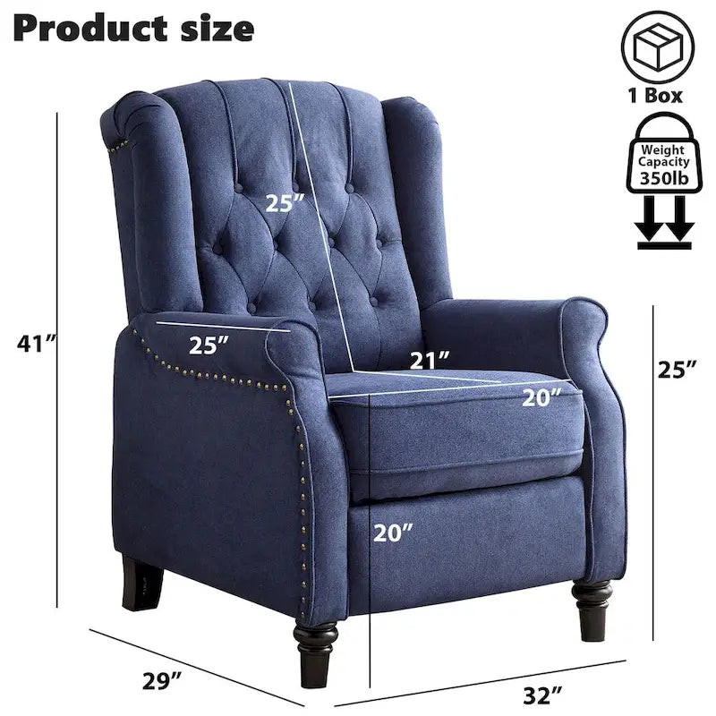 Fauteuil inclinable à dossier capitonné et pieds en bois