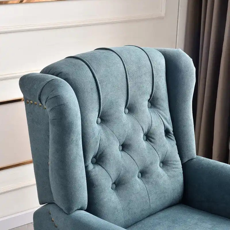 Fauteuil inclinable à dossier capitonné et pieds en bois