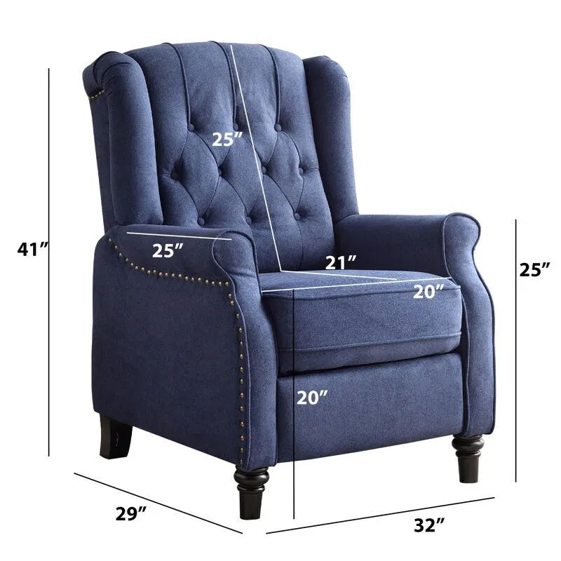Fauteuil inclinable à dossier capitonné et pieds en bois