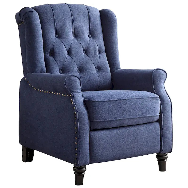 Fauteuil inclinable à dossier capitonné et pieds en bois