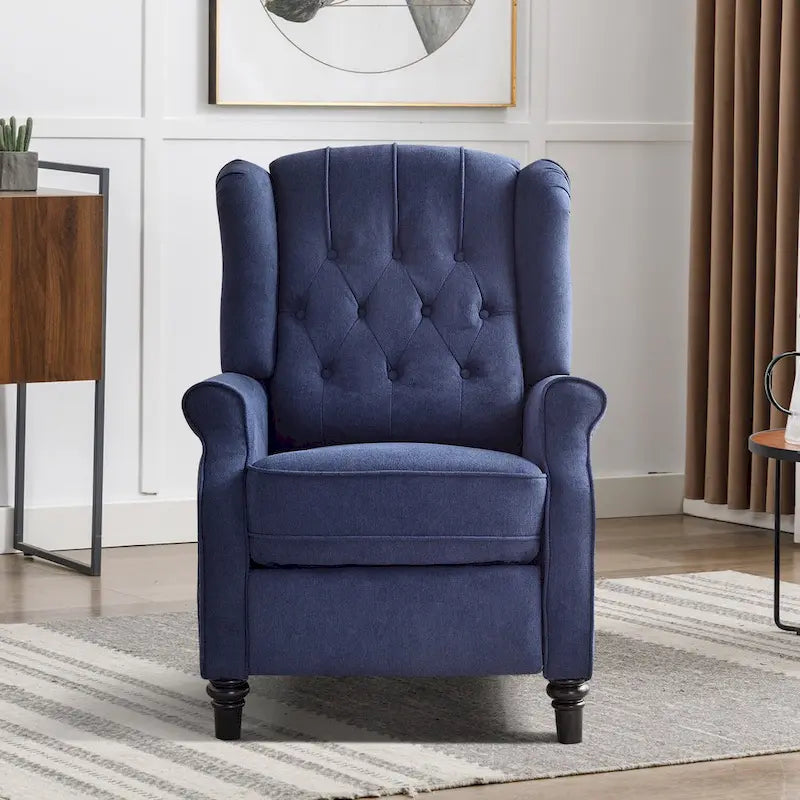 Fauteuil inclinable à dossier capitonné et pieds en bois