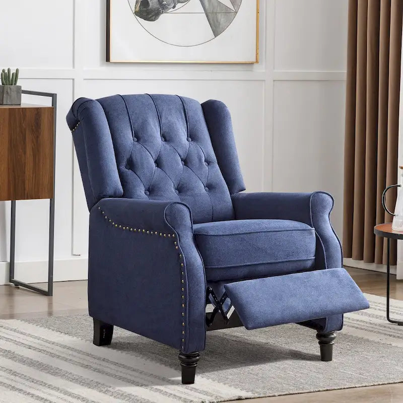 Fauteuil inclinable à dossier capitonné et pieds en bois