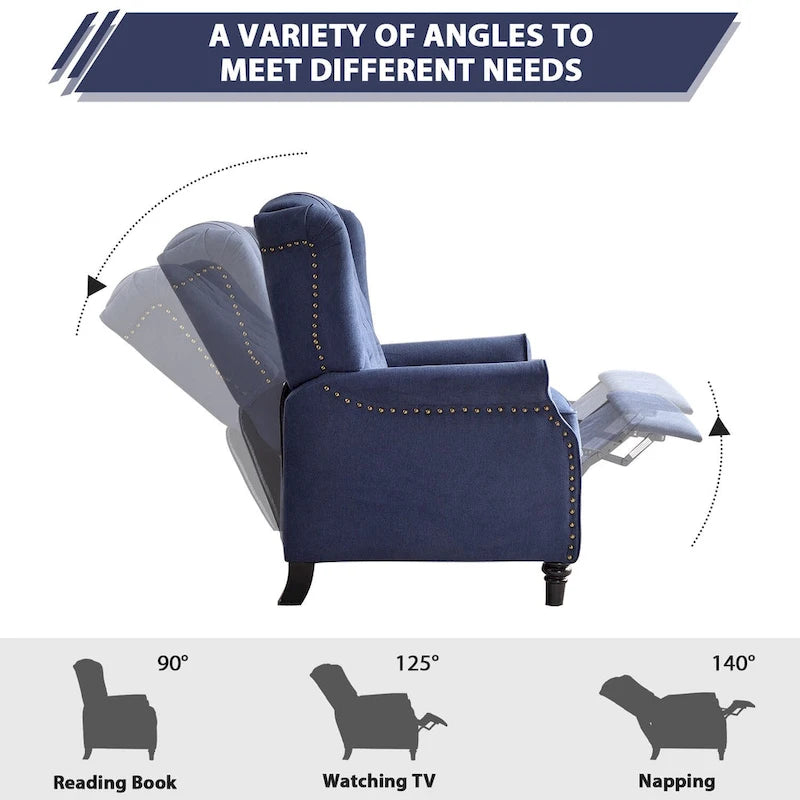 Fauteuil inclinable à dossier capitonné et pieds en bois