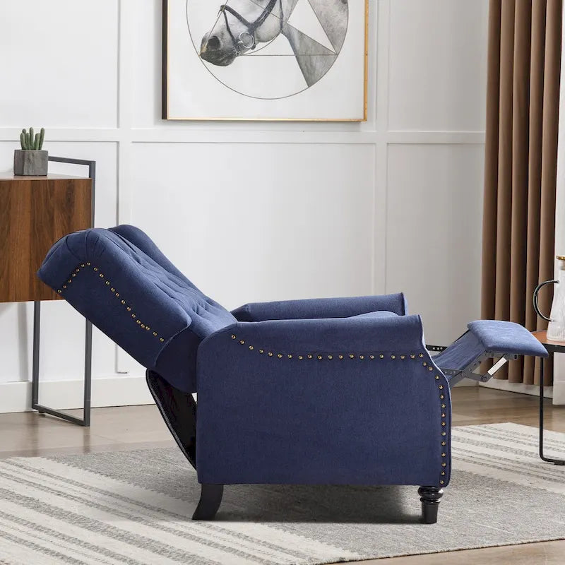 Fauteuil inclinable à dossier capitonné et pieds en bois