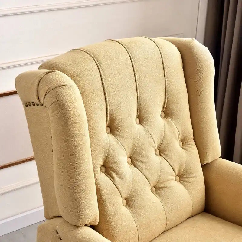 Fauteuil inclinable à dossier capitonné et pieds en bois