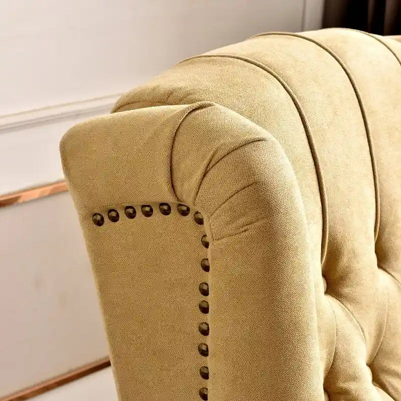 Fauteuil inclinable à dossier capitonné et pieds en bois