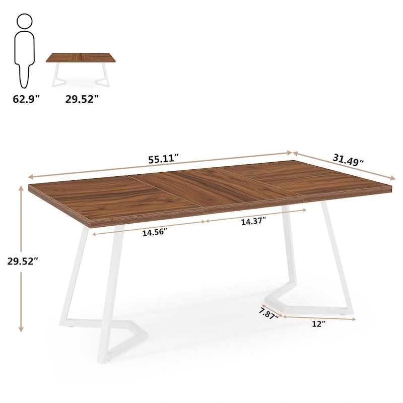 Bureau d'ordinateur à domicile, Bureau de direction en faux marbre blanc et doré de 55 pouces