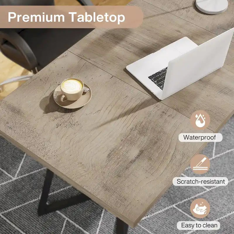 Bureau d'ordinateur à domicile, Bureau de direction en faux marbre blanc et doré de 55 pouces